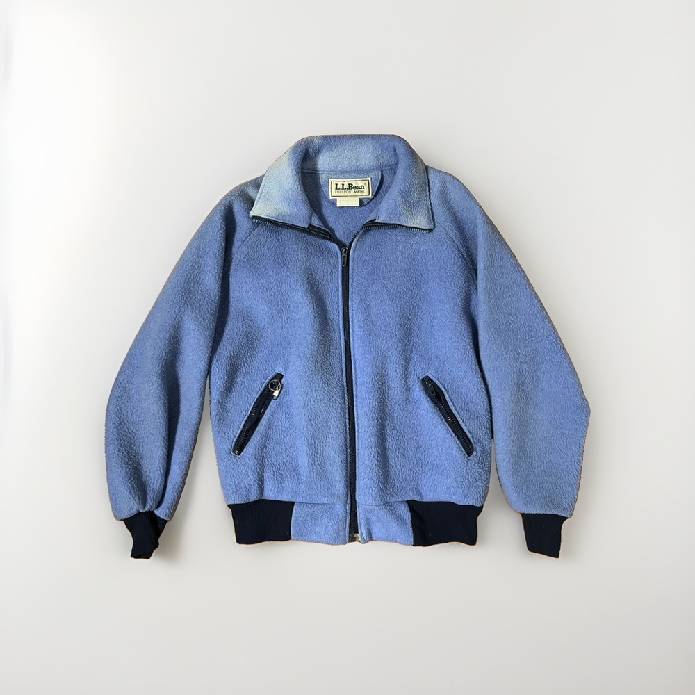 VTG L.L. Bean Three Season Jacket Fleece Zip Bomber Purple Periwinkle USA